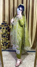 ELAAF-3PC LAWN SEQUIN EMBROIDERED SHIRT WITH BAMBER PURE EMB DUPATTA AND PLAIN TROUSER | KF-134