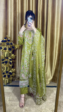 ELAAF-3PC LAWN SEQUIN EMBROIDERED SHIRT WITH BAMBER PURE EMB DUPATTA AND PLAIN TROUSER | KF-134