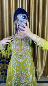 ELAAF-3PC LAWN SEQUIN EMBROIDERED SHIRT WITH BAMBER PURE EMB DUPATTA AND PLAIN TROUSER | KF-134