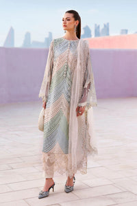 MARIA B-3PC LAWN MULTIPLE SHADES CHIKAN EMBROIDERED SHIRT WITH SELF JACQUARD EMBROIDERED DUPATTA AND EMB TROUSER | KF-4836