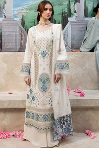 MAHNUR-3PC LAWN LASERCUT EMB SHIRT WITH LAWN LASERCUT EMB DUPATTA & TROUSER | KF-4525