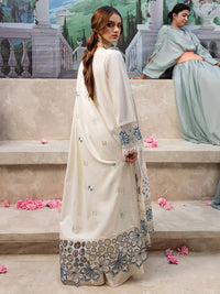 MAHNUR-3PC LAWN LASERCUT EMB SHIRT WITH LAWN LASERCUT EMB DUPATTA & TROUSER | KF-4525