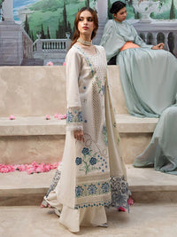MAHNUR-3PC LAWN LASERCUT EMB SHIRT WITH LAWN LASERCUT EMB DUPATTA & TROUSER | KF-4525