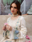 MAHNUR-3PC LAWN LASERCUT EMB SHIRT WITH LAWN LASERCUT EMB DUPATTA & TROUSER | KF-4525