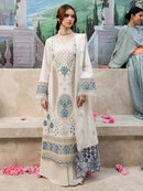 MAHNUR-3PC LAWN LASERCUT EMB SHIRT WITH LAWN LASERCUT EMB DUPATTA & TROUSER | KF-4525