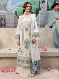 MAHNUR-3PC LAWN LASERCUT EMB SHIRT WITH LAWN LASERCUT EMB DUPATTA & TROUSER | KF-4525
