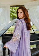 ELAF-3PC LAWN LASERCUTWORK EMBROIDERED SHIRT WITH KHAADI NET EMBROIDERED DUPATTA AND TROUSER | KF-4780