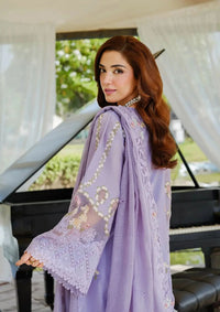 ELAF-3PC LAWN LASERCUTWORK EMBROIDERED SHIRT WITH KHAADI NET EMBROIDERED DUPATTA AND TROUSER | KF-4780