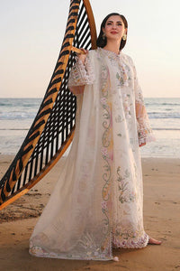 QALAMQAR-3PC LAWN CHIKANKAARI EMBROIDERED SHIRT WITH KHAADI NET EMBROIDERED DUPATTA AND TROUSER | KF-4792