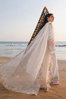 QALAMQAR-3PC LAWN CHIKANKAARI EMBROIDERED SHIRT WITH KHAADI NET EMBROIDERED DUPATTA AND TROUSER | KF-4792
