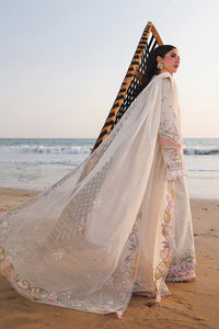 QALAMQAR-3PC LAWN CHIKANKAARI EMBROIDERED SHIRT WITH KHAADI NET EMBROIDERED DUPATTA AND TROUSER | KF-4792