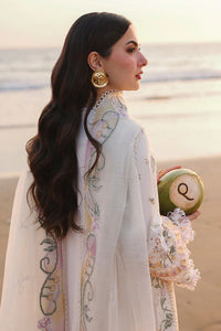 QALAMQAR-3PC LAWN CHIKANKAARI EMBROIDERED SHIRT WITH KHAADI NET EMBROIDERED DUPATTA AND TROUSER | KF-4792
