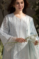 SOBIA NAZIR-3PC LAWN LASERCUTWORK EMBROIDERED SHIRT WITH CHIFFON PRINT EMBROIDERED DUPATTA AND TROUSER | KF-4774