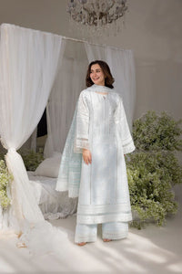 SOBIA NAZIR-3PC LAWN LASERCUTWORK EMBROIDERED SHIRT WITH CHIFFON PRINT EMBROIDERED DUPATTA AND TROUSER | KF-4774