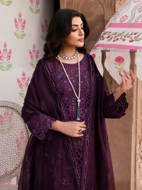 MAHNUR-3PC LAWN SEQUENCE EMBROIDERED SHIRT WITH KHADDI NET EMBROIDERED DUPATTA AND TROUSER | KF-4692