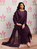 MAHNUR-3PC LAWN SEQUENCE EMBROIDERED SHIRT WITH KHADDI NET EMBROIDERED DUPATTA AND TROUSER | KF-4692