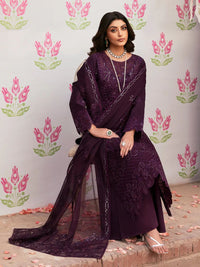 MAHNUR-3PC LAWN SEQUENCE EMBROIDERED SHIRT WITH KHADDI NET EMBROIDERED DUPATTA AND TROUSER | KF-4692