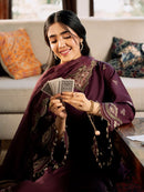 IZEL-3PC LAWN EMBROIDERED SHIRT WITH KHAADI EMBROIDERED DUPATTA & TROUSER | KF-4504
