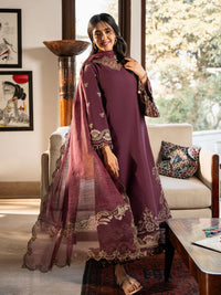 IZEL-3PC LAWN EMBROIDERED SHIRT WITH KHAADI EMBROIDERED DUPATTA & TROUSER | KF-4504