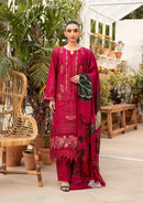 BAROUQE-3PC LAWN CHIKENKARI EMBROIDERED SHIRT WITH CHIFFOON PRINT DUPATTA AND EMB TROUSER | KF-4736