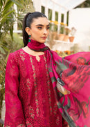 BAROUQE-3PC LAWN CHIKENKARI EMBROIDERED SHIRT WITH CHIFFOON PRINT DUPATTA AND EMB TROUSER | KF-4736