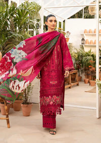 BAROUQE-3PC LAWN CHIKENKARI EMBROIDERED SHIRT WITH CHIFFOON PRINT DUPATTA AND EMB TROUSER | KF-4736