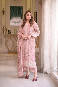 ANEELAS-3PC LAWN CHIKAN EMBROIDERED SHIRT WITH LAWN EMB DUPATTA AND TROUSER-BIC-4667