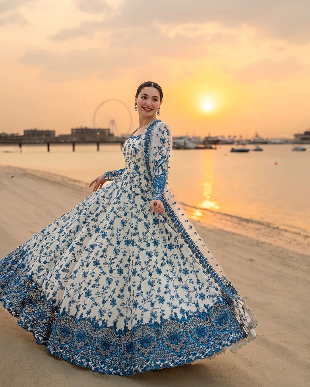FAIZA SAQLAIN - Jehona - FROCK 3PC LAWN EMBROIDERED SHIRT WITH NET EMBROIDERED DUPATTA AND TROUSER | KF-4847