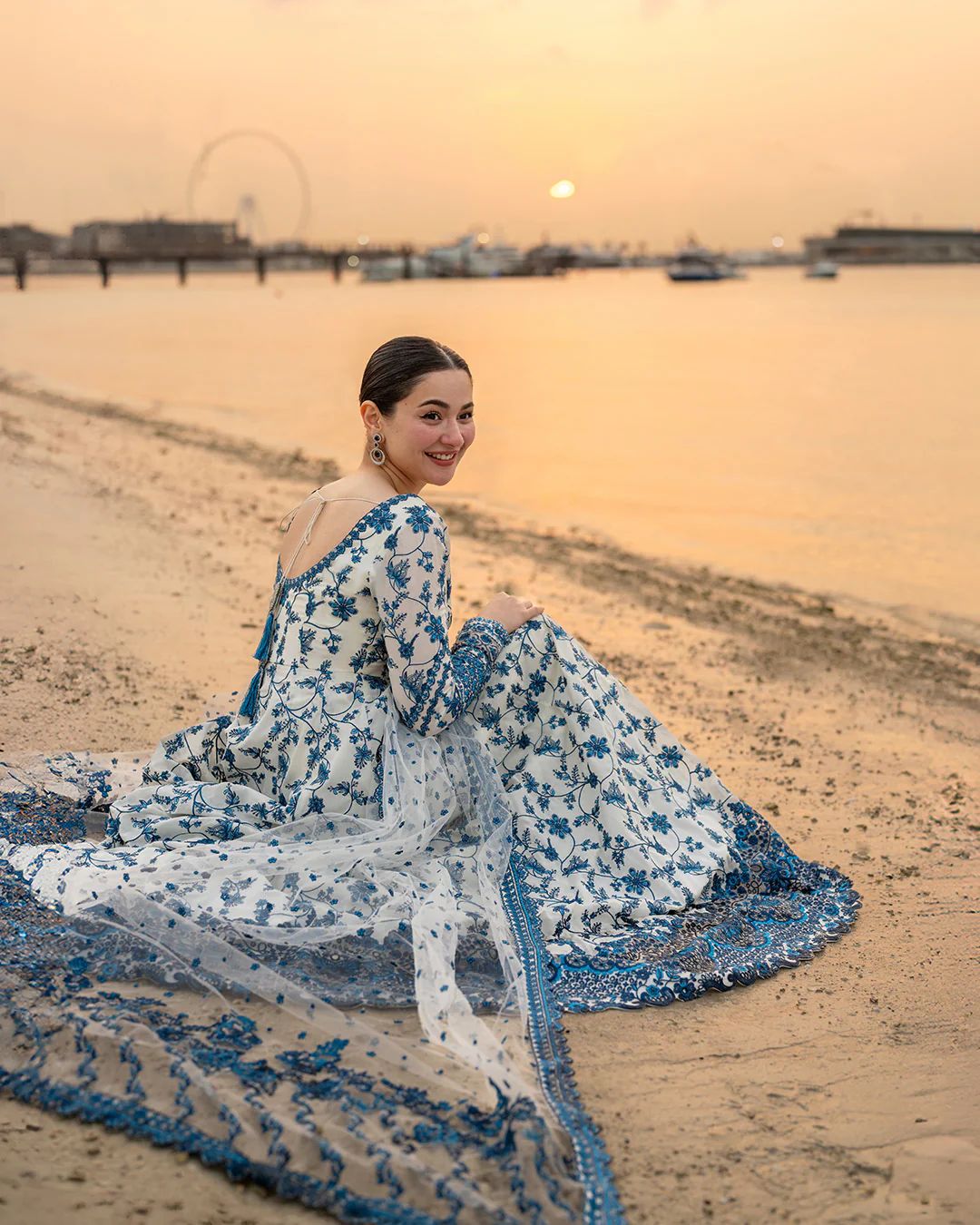 FAIZA SAQLAIN - Jehona - FROCK 3PC LAWN EMBROIDERED SHIRT WITH NET EMBROIDERED DUPATTA AND TROUSER | KF-4847