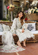 ELAF-3PC LAWN CHIKANKARI EMBROIDERED SHIRT WITH KHAADI NET EMB DUPATTA AND EMB TROUSER | KF-4601 A