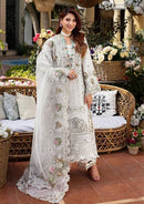 ELAF-3PC LAWN CHIKANKARI EMBROIDERED SHIRT WITH KHAADI NET EMB DUPATTA AND EMB TROUSER | KF-4601 A