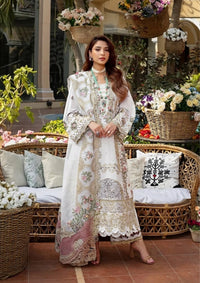 ELAF-3PC LAWN CHIKANKARI EMBROIDERED SHIRT WITH KHAADI NET EMB DUPATTA AND EMB TROUSER | KF-4601 A