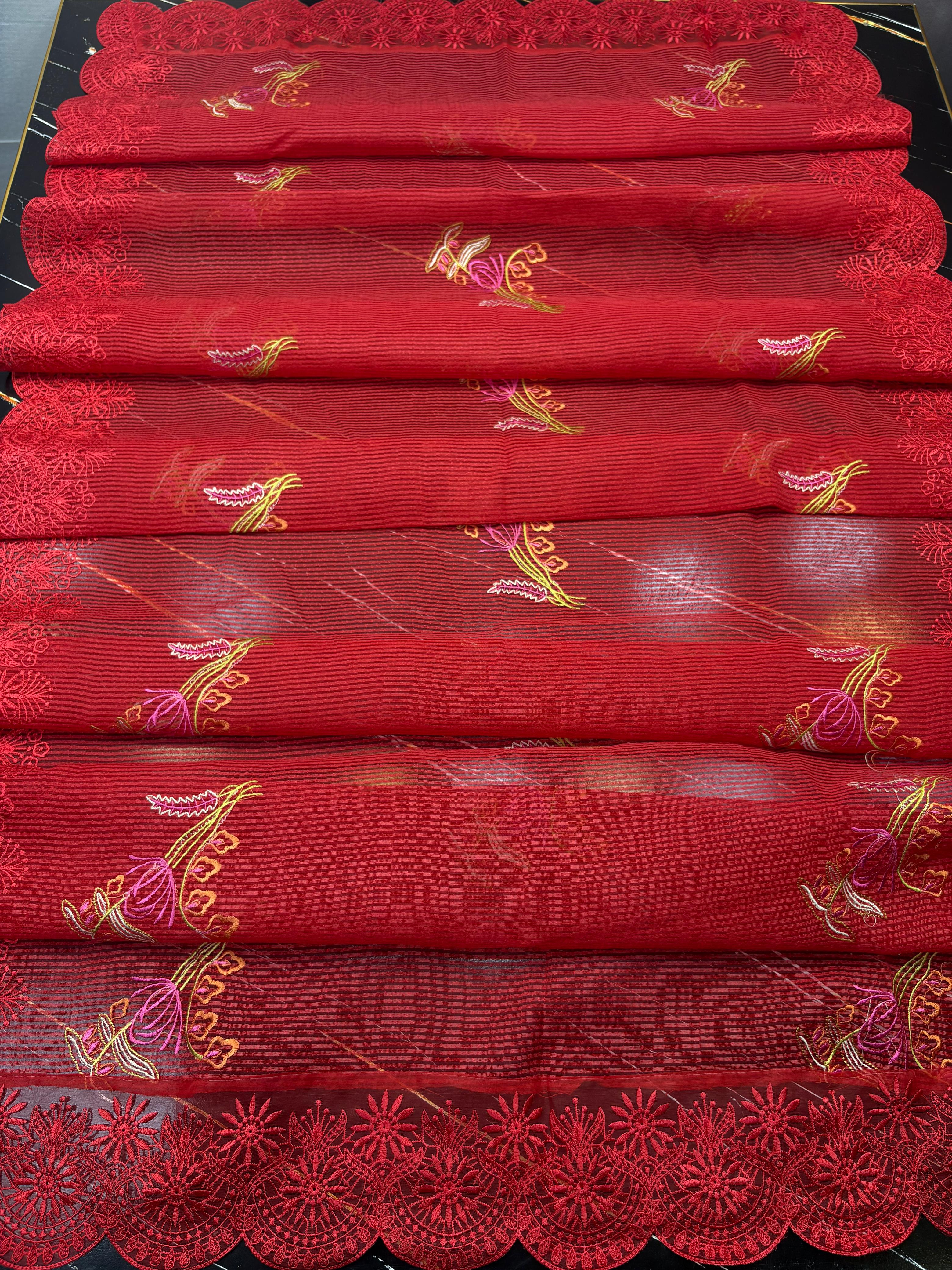 QALAMQAR - 3PC LAWN EMBROIDERED SHIRT WITH KHADDI NET EMBROIDERED DUPATTA AND TROUSER | KF-4709