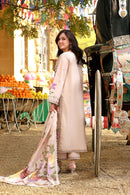 ANEELAS-3PC LAWN EMBROIDERED SHIRT WITH KHAADI NET PRINTED DUPATTA & EMB TROUSER | KF-4783