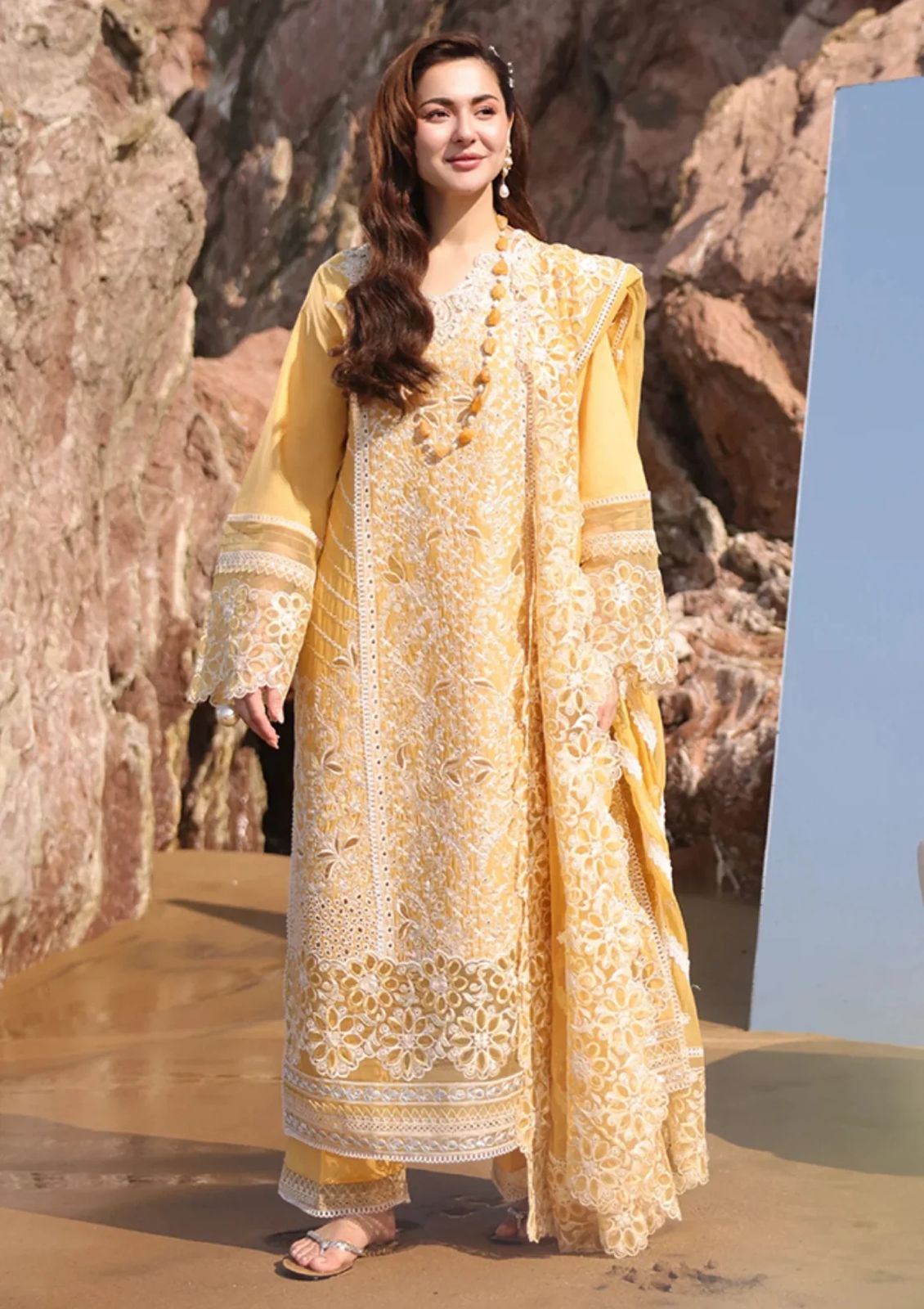 IMROZIA-3PC LAWN CHIKANKARI EMBROIDERED SHIRT WITH KHADDI NET EMB DUPATTA AND EMB TROUSER | KF-4707