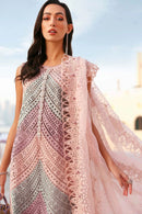 MARIA B-3PC LAWN MULTIPLE SHADES CHIKAN EMBROIDERED SHIRT WITH SELF JACQUARD EMBROIDERED DUPATTA AND EMB TROUSER | KF-4837