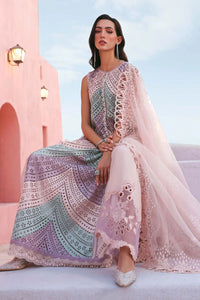 MARIA B-3PC LAWN MULTIPLE SHADES CHIKAN EMBROIDERED SHIRT WITH SELF JACQUARD EMBROIDERED DUPATTA AND EMB TROUSER | KF-4837