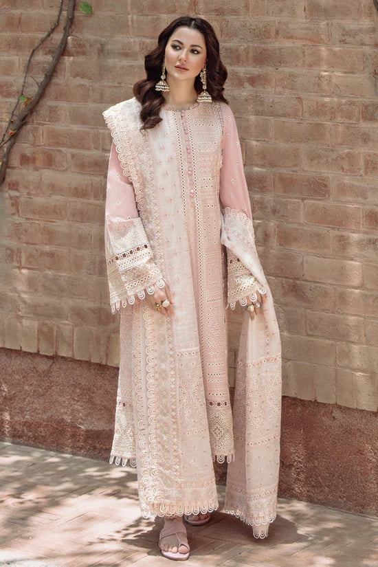 JAZMIN - 3PC LAWN CHIKANKARI EMBROIDERED SHIRT WITH KHADDI NET EMB DUPATTA AND TROUSER | KF-4552