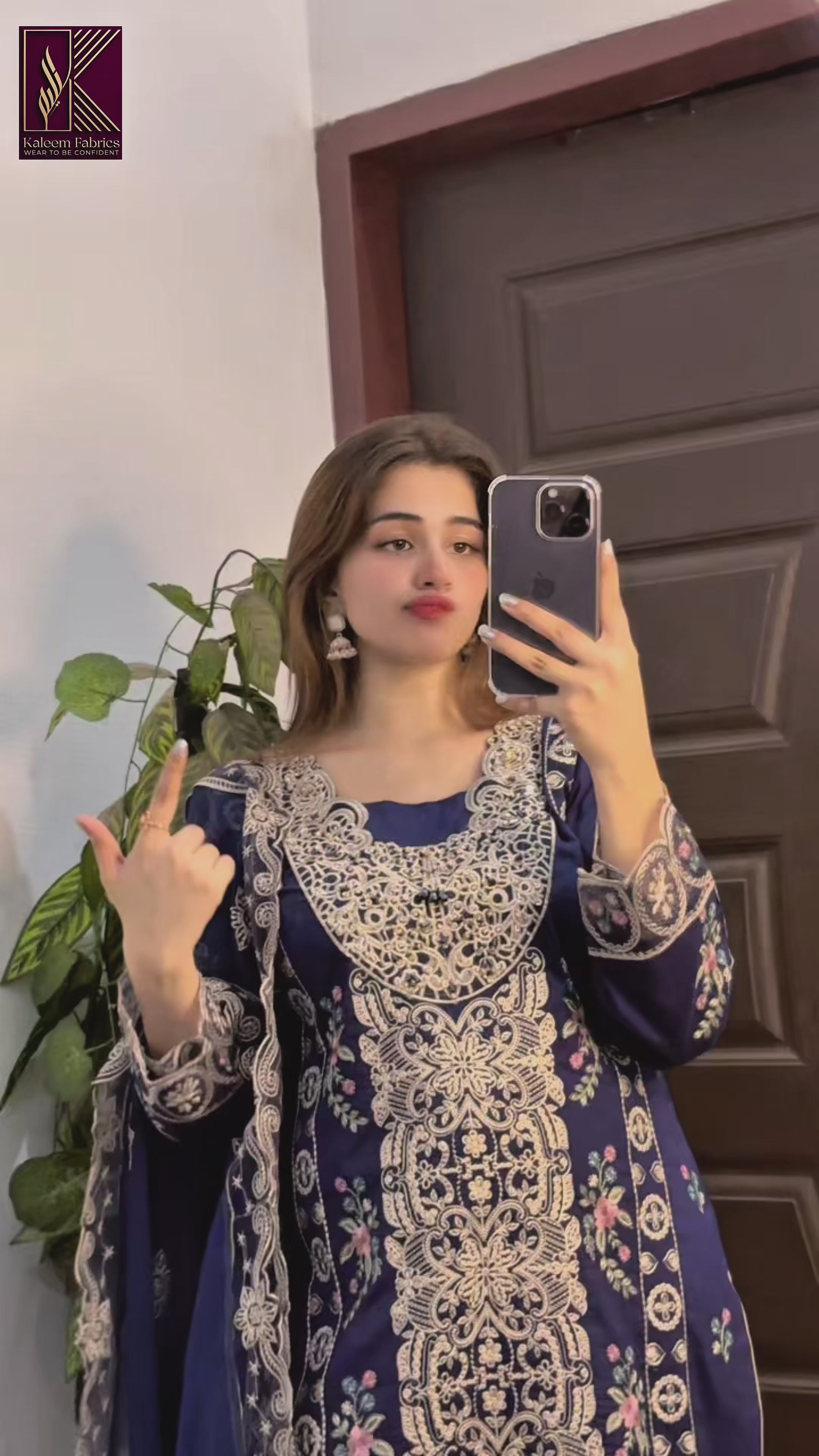 ELAAF-3PC LAWN SEQUIN EMBROIDERED SHIRT WITH BAMBER PURE EMB DUPATTA AND PLAIN TROUSER | KF-111